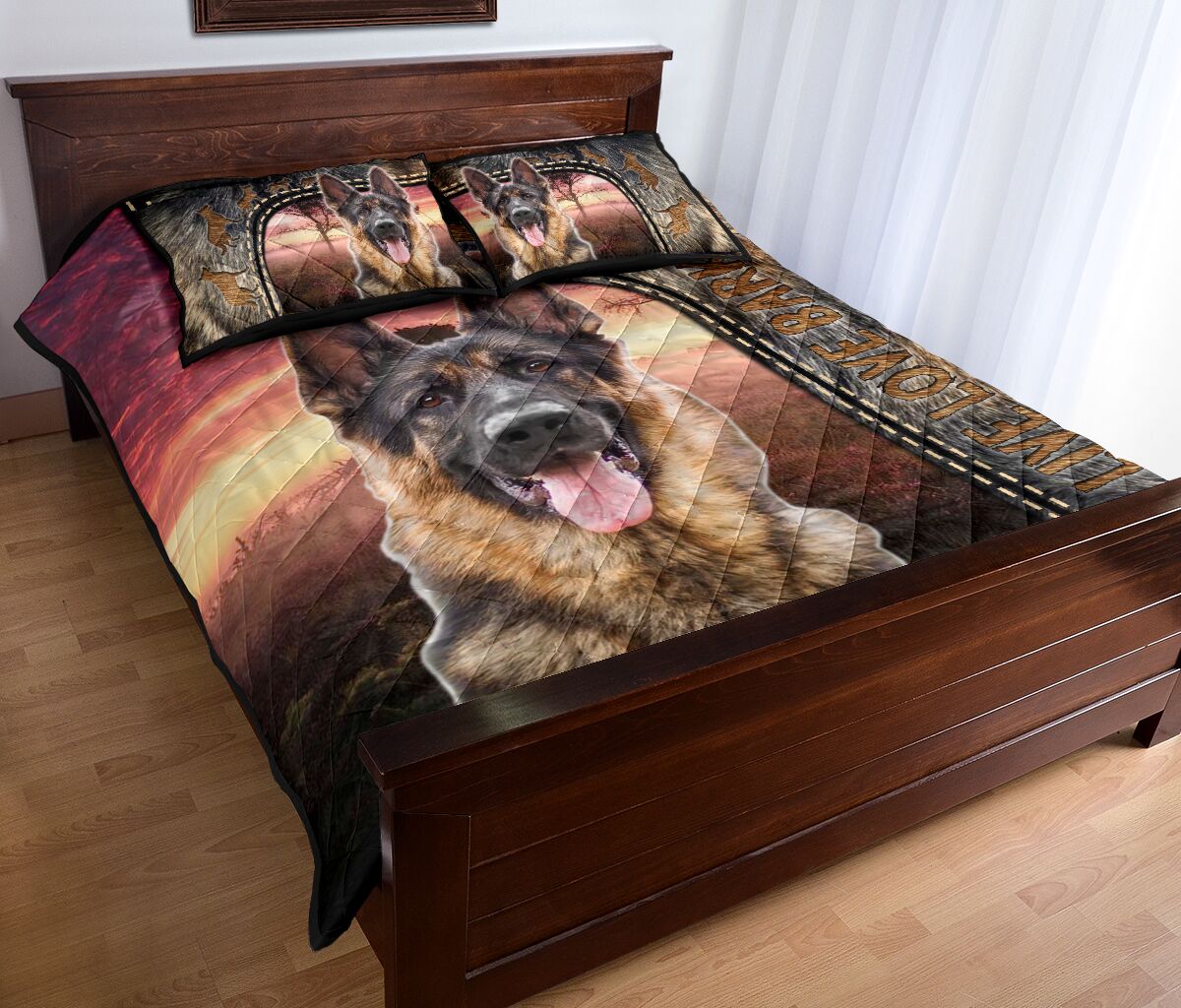 Live Love Bark German Shepherd - Bed Set - Love Quilt Bedding Set