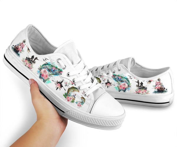 Fishing - Fish - Flowers - Low Top Shoe - Love Love Top Shoes