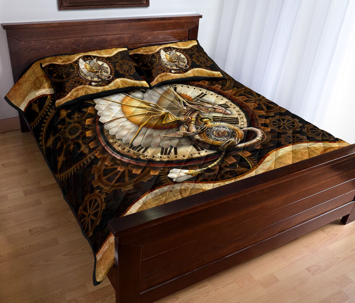 Dragon Steampunk Quilt Bed Set - Love Quilt Bedding Set