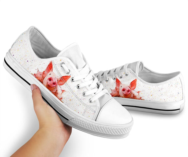 Pig Watercolor Art Low Top  Shoes