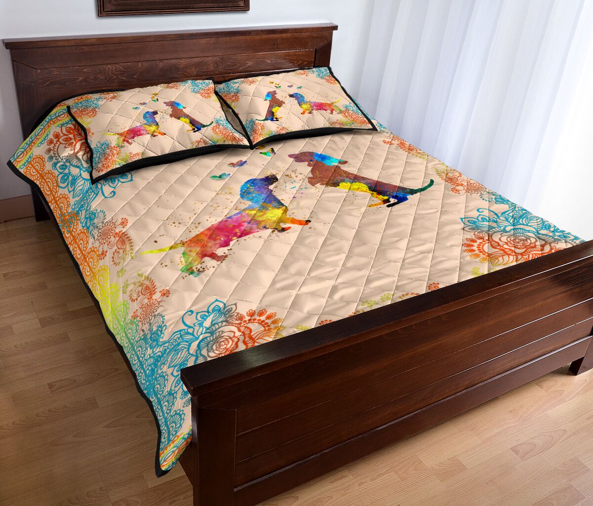 Dachshund Watercolor - Bed Set - Love Quilt Bedding Set