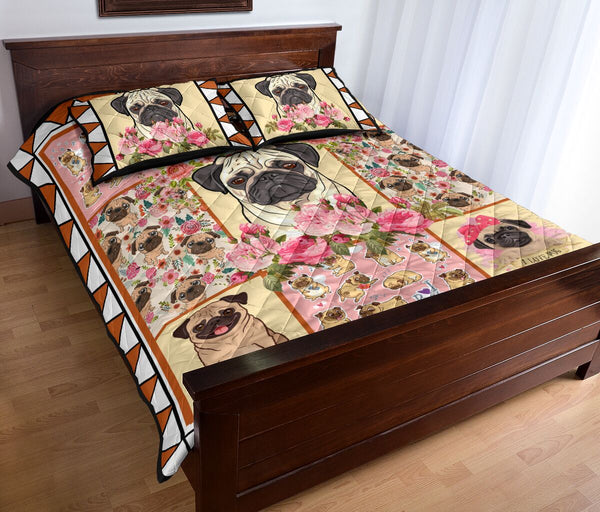 Pug Flower - Bed Set - Love Quilt Bedding Set