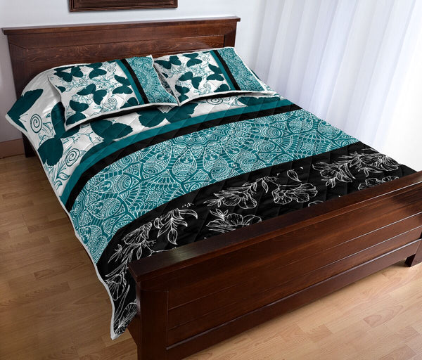 Butterfly Darkturquoise - Bed Set - Love Quilt Bedding Set