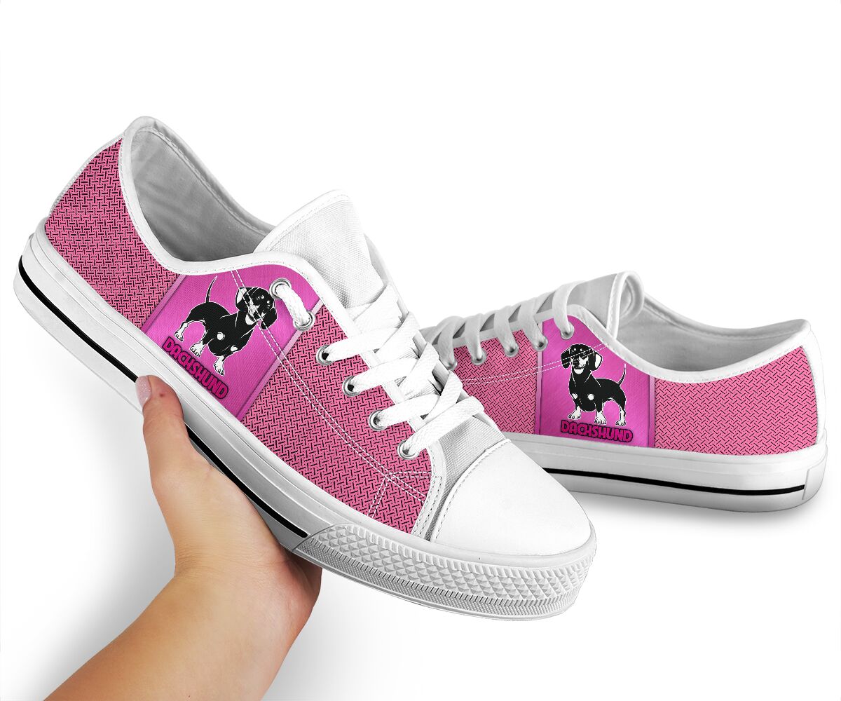 Dachshund Sliver Pink - Low Top Shoe - Love Love Top Shoes