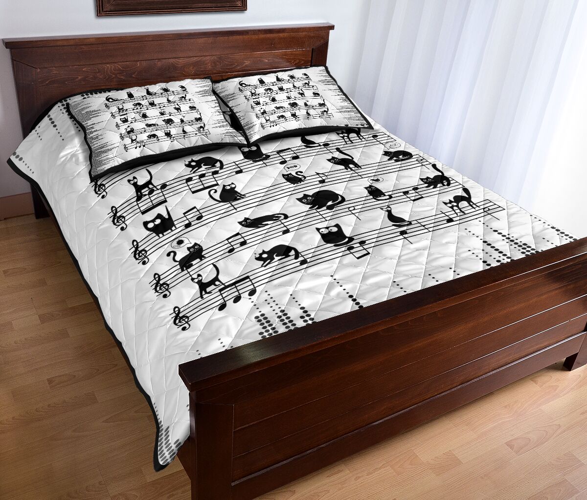 Cats Staves Style Quilt Bed Set - Love Quilt Bedding Set