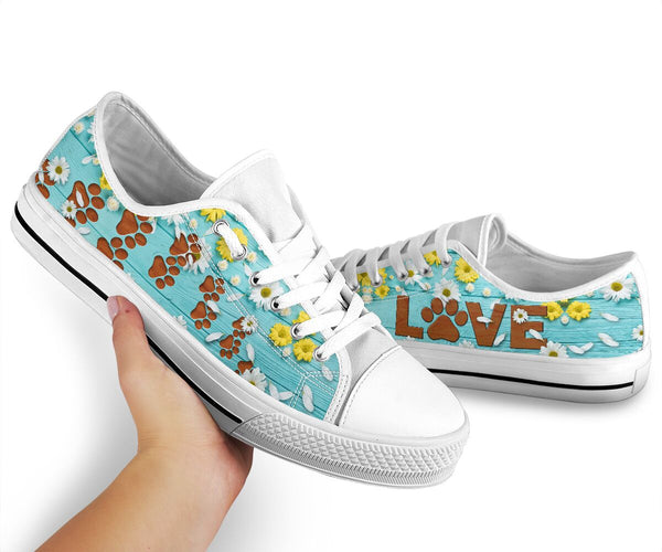 Dog Paw Love Flower - Low Top Shoe - Love Love Top Shoes