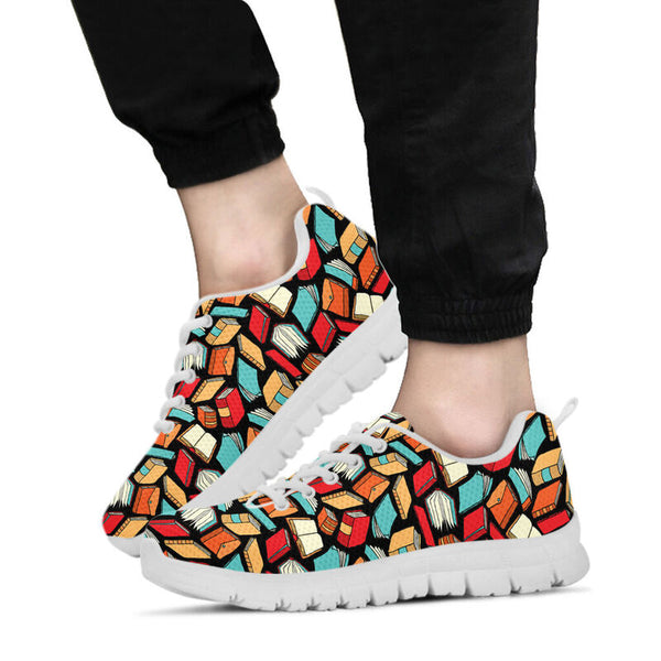 Book Pattern Shoes Sneakers, Running - Love Sneakers