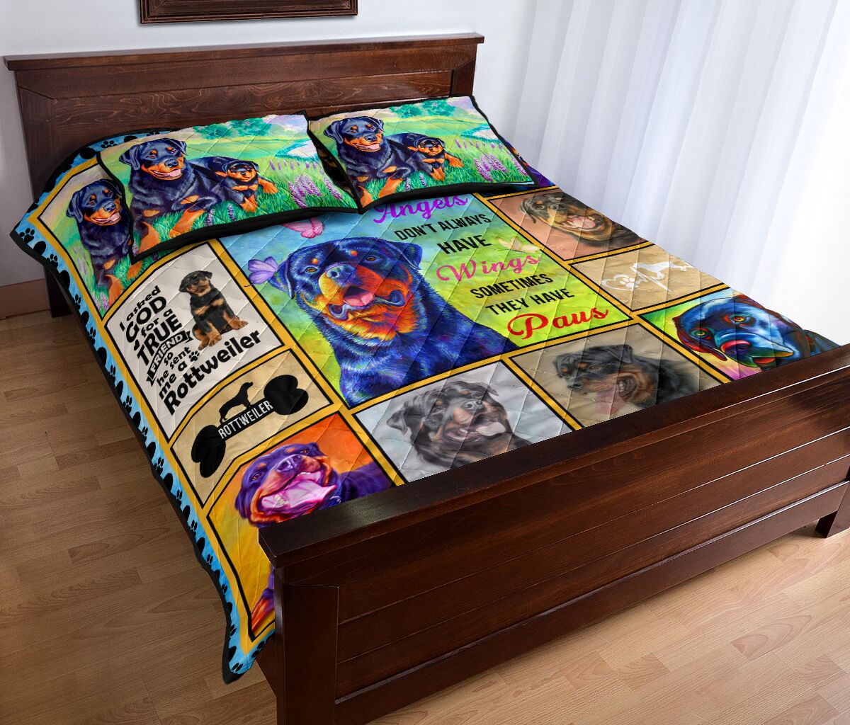 Rottweiler Dog Angel - Quilt Bed Set- Love Quilt Bedding Set