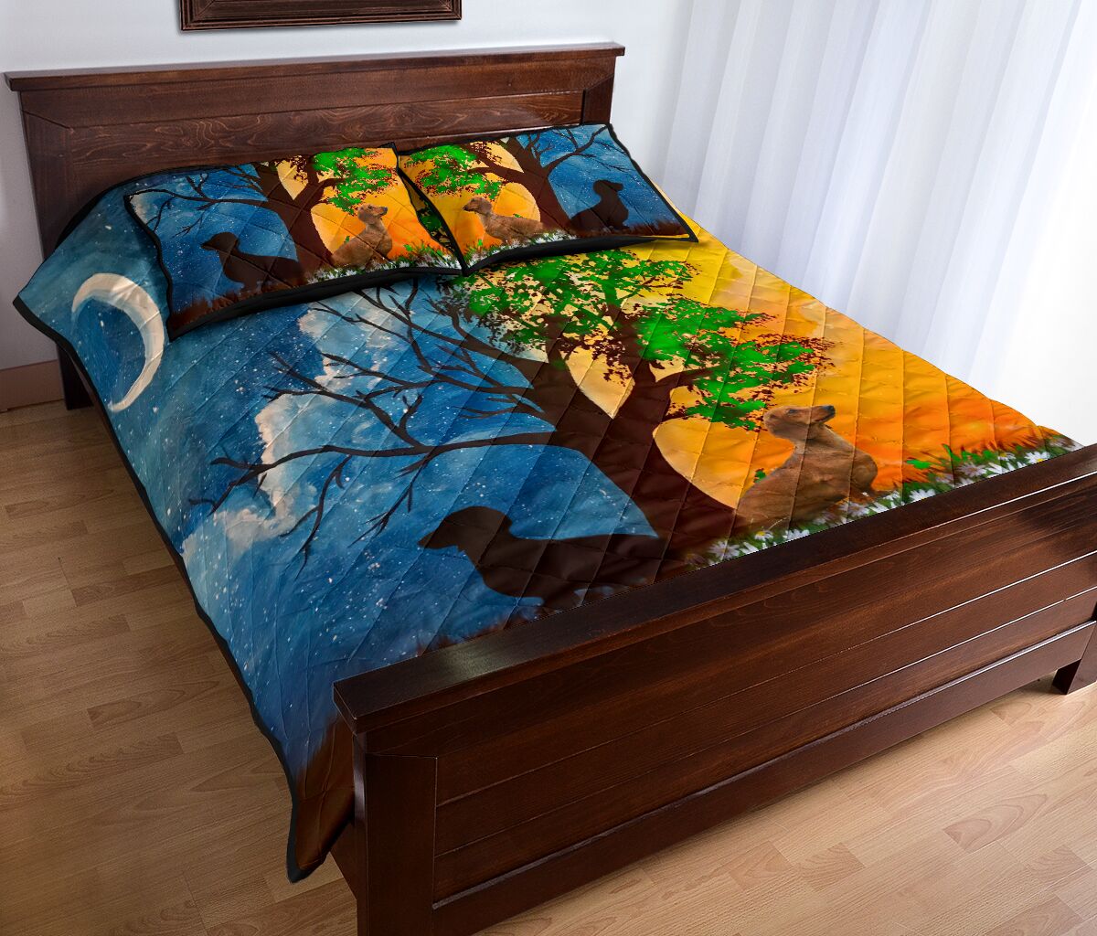 Dachshund Moon And Sun - Quilt Bed Set - Love Quilt Bedding Set