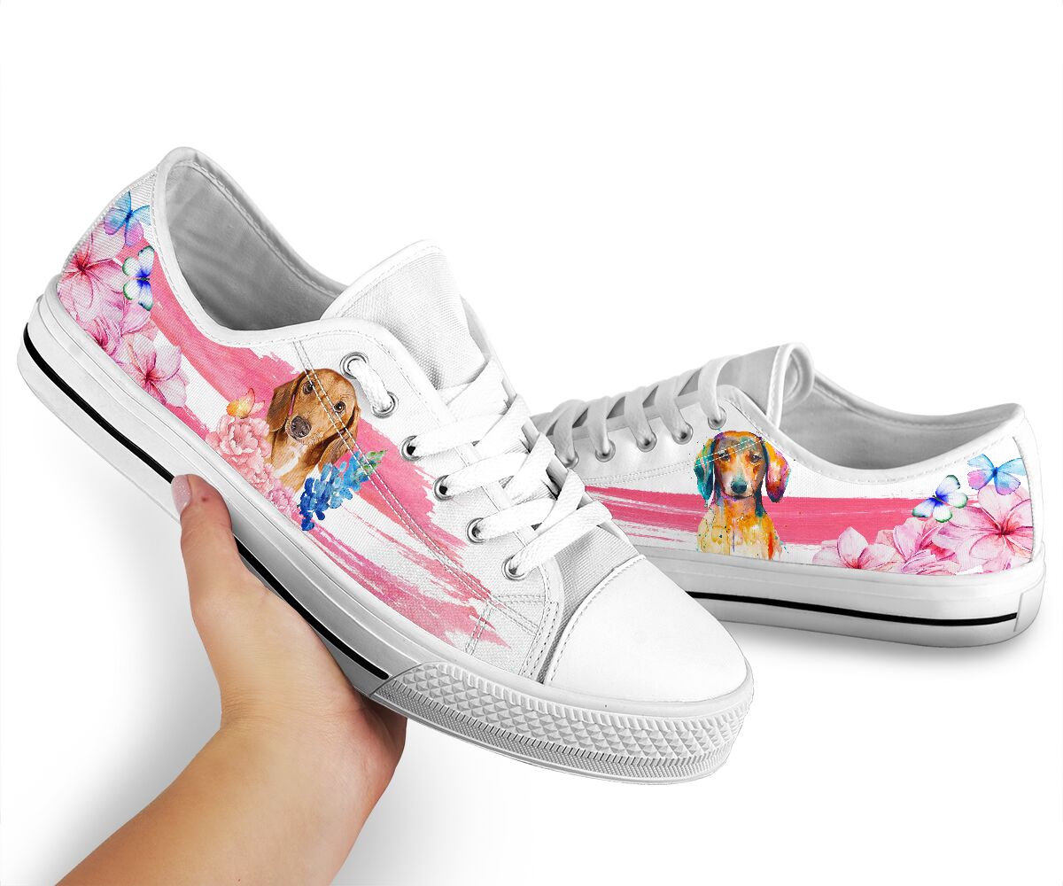 Dachshund Flower Watercolor - Low Top - Da Shoe - Love Love Top Shoes