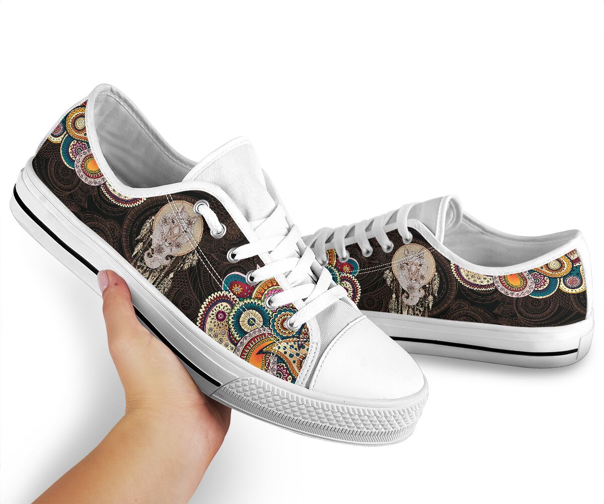 Horse Henna Paisley Low Top White Sole Shoes