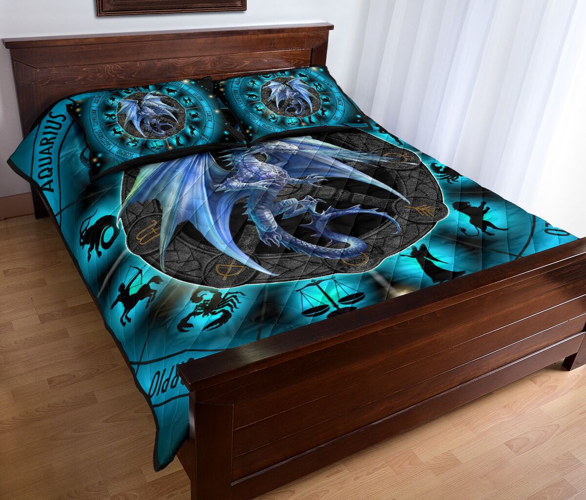 Dragon Ice 12 Signs Of The Zodiac Art Style Quilt Bed Set - Love Quilt Bedding Set