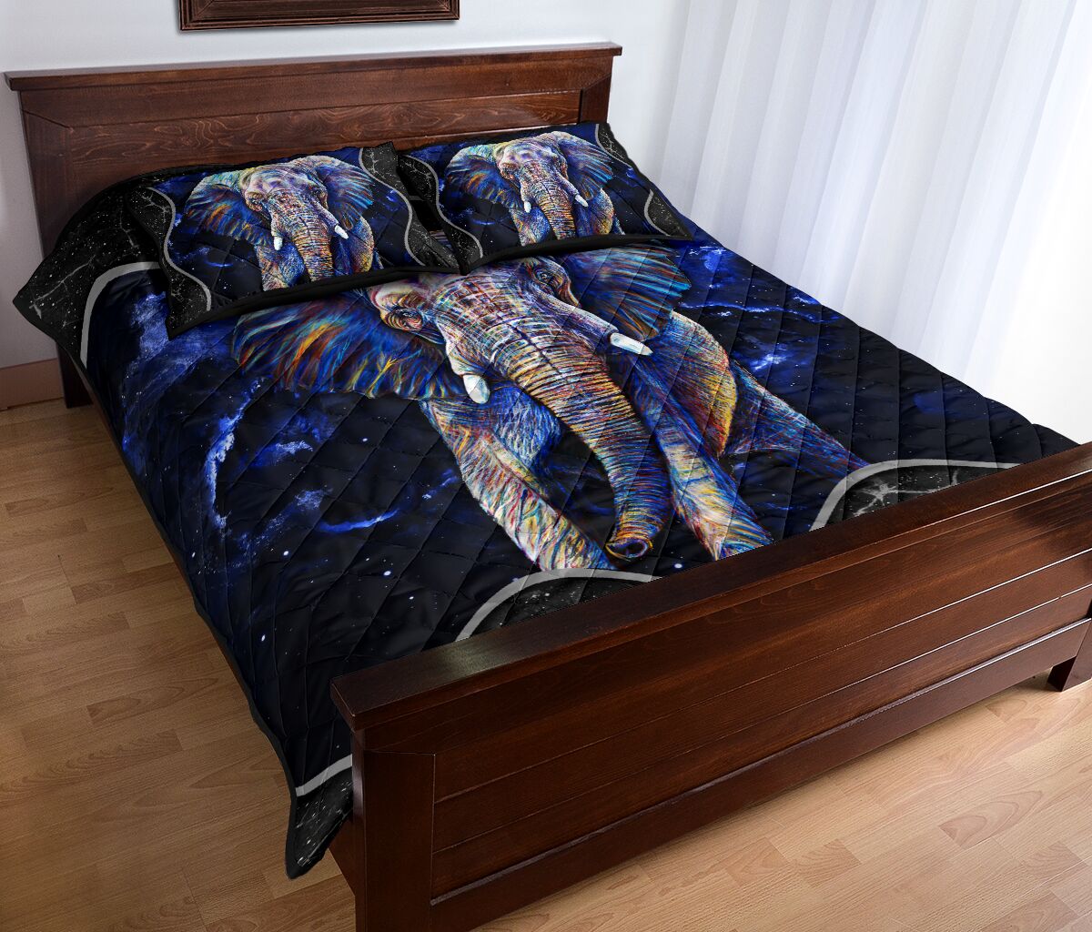 Elephant Galaxy Style Quilt Bed Set - Love Quilt Bedding Set