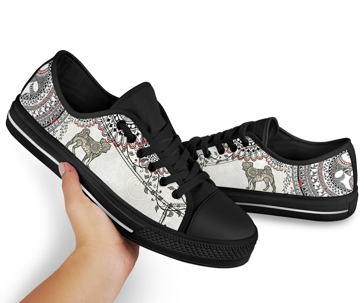 Pug Mandala Pattern - Low Top Shoe - Love Love Top Shoes