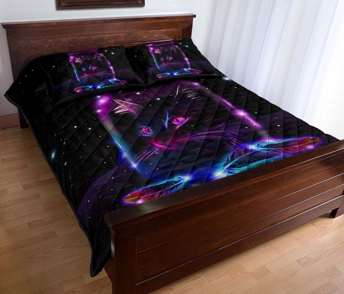 Cat Neon Quilt Bed Set- Love Quilt Bedding Set