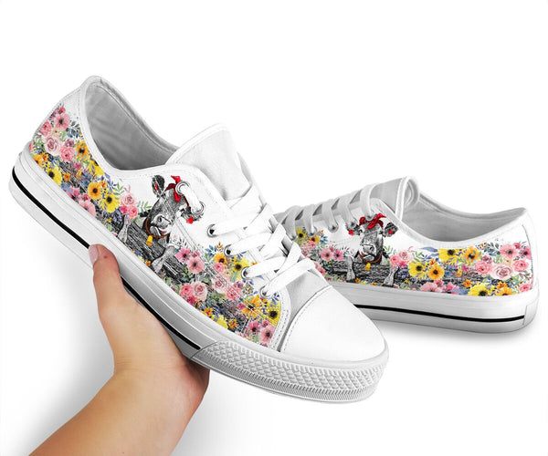 Low Top - Cow - Flower Shoe - Love Love Top Shoes