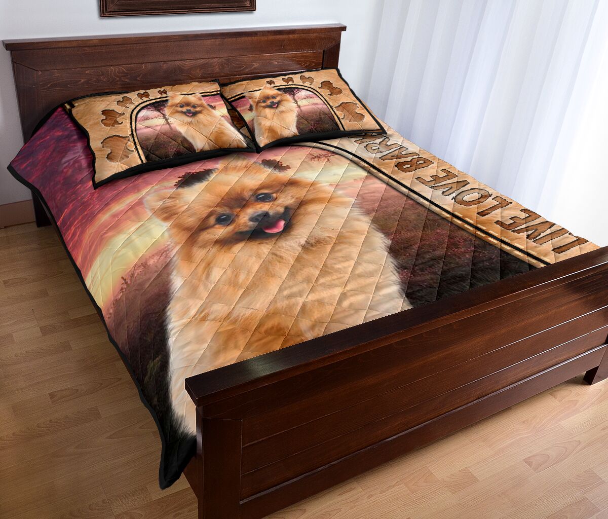 Live Love Bark Pomeranian - Bed Set - Love Quilt Bedding Set