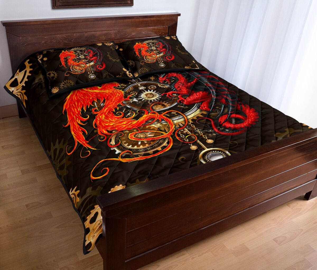 Dragon Couple Steampunk Quilt Bed Set - Love Quilt Bedding Set