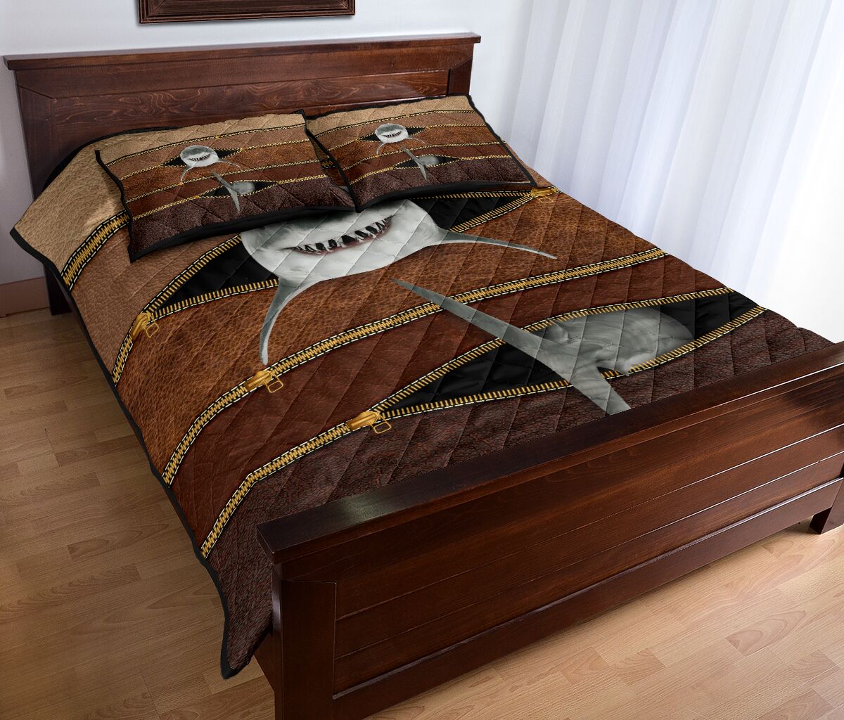 Shark Leather Style Quilt Bed Set 8- Love Quilt Bedding Set