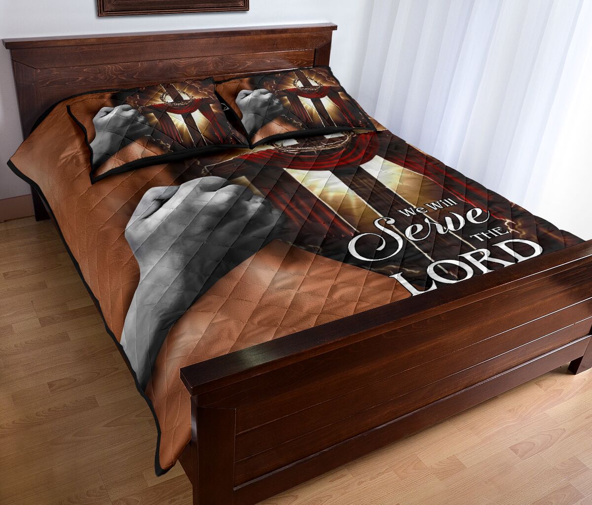 God Cross Leather Quilt Bed Set - Love Quilt Bedding Set