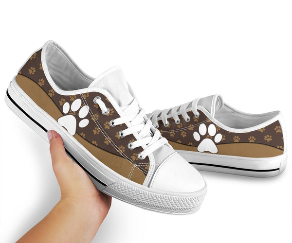 Dog Paw Brown Pattern - Low TopShoe - Love Love Top Shoes