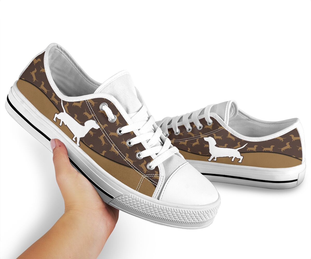 Dachshund Brown Pattern - Low Top Shoe - Love Love Top Shoes