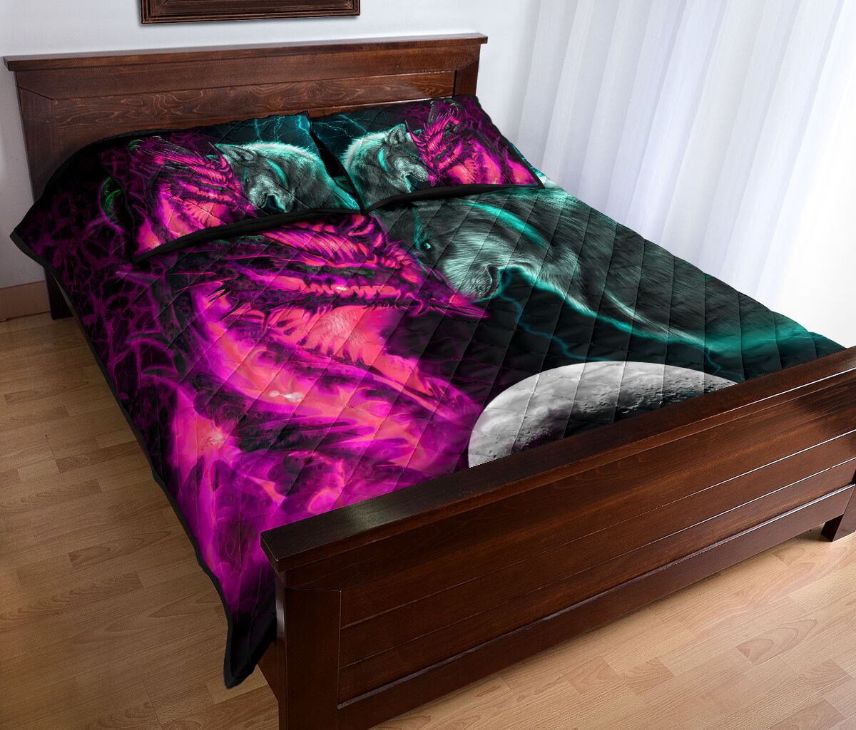 Dragon Wolf Quilt Bed Set - Love Quilt Bedding Set