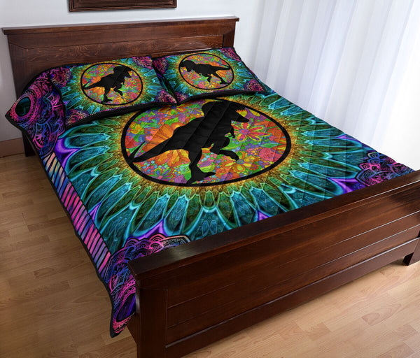 Dinosaur Hippie Style Quilt Bed Set - Love Quilt Bedding Set