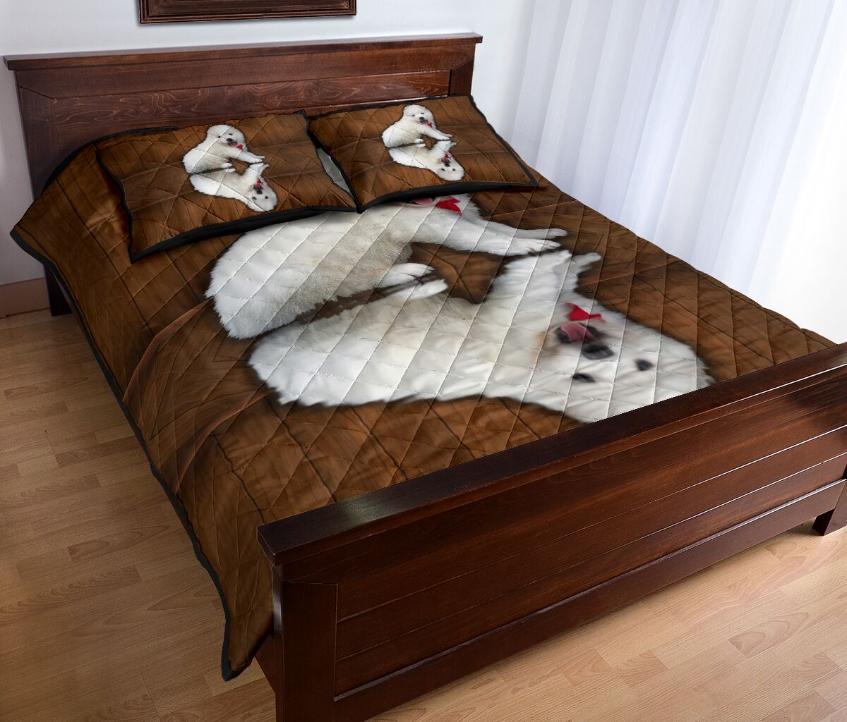 Samoyed Dog Quilt Bed Set - Love Quilt Bedding Set