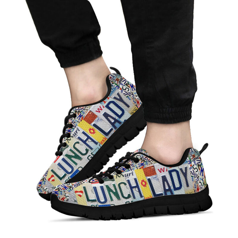 Lunch Lady License Plates Black Sneakers, Running Shoes, Shoes For Women, Shoes For Men, Cu- Love Sneakers