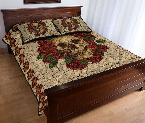 Rose - Skull - Quilt Bed Set 39 - Love Quilt Bedding Set