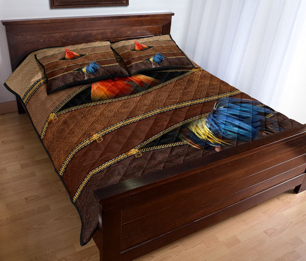 Chicken Farm Zipper Leather Quilt Bed Set - Love Quilt Bedding Set