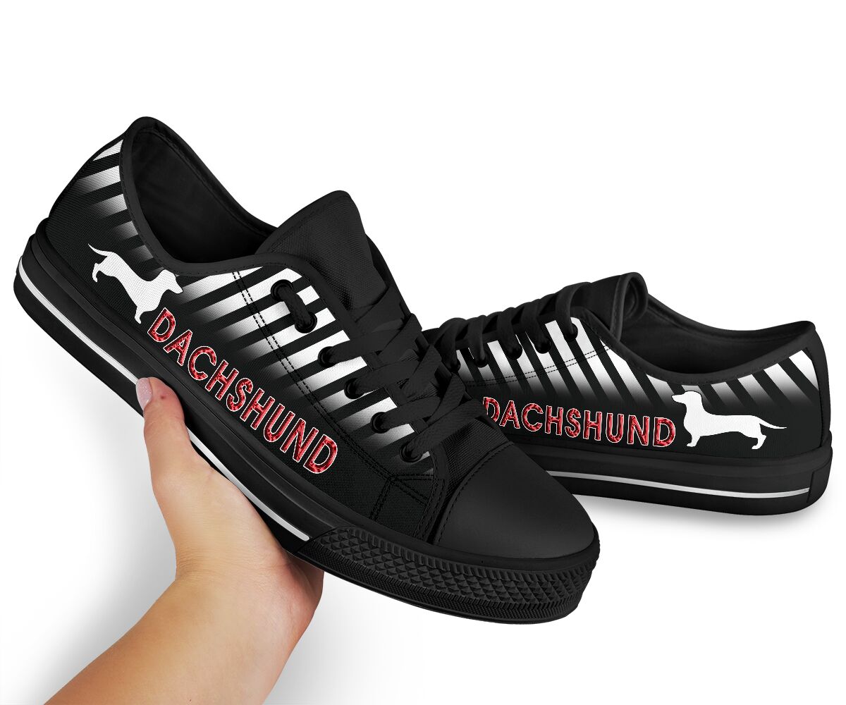 Dachshund Black Low Top Shoes - Love Low Top Shoes