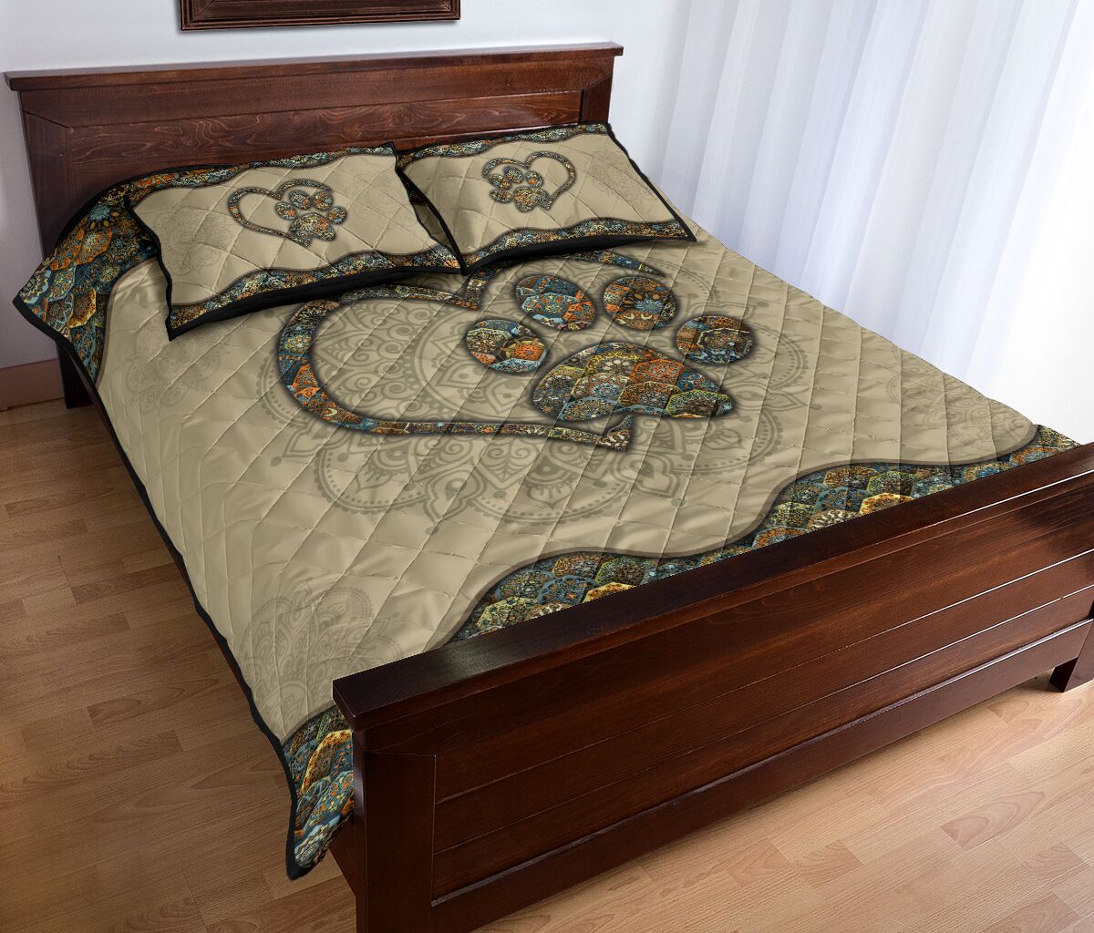 Quilt Bed Set - Mandala - Paw Heart Lovers 35 - Love Quilt Bedding Set