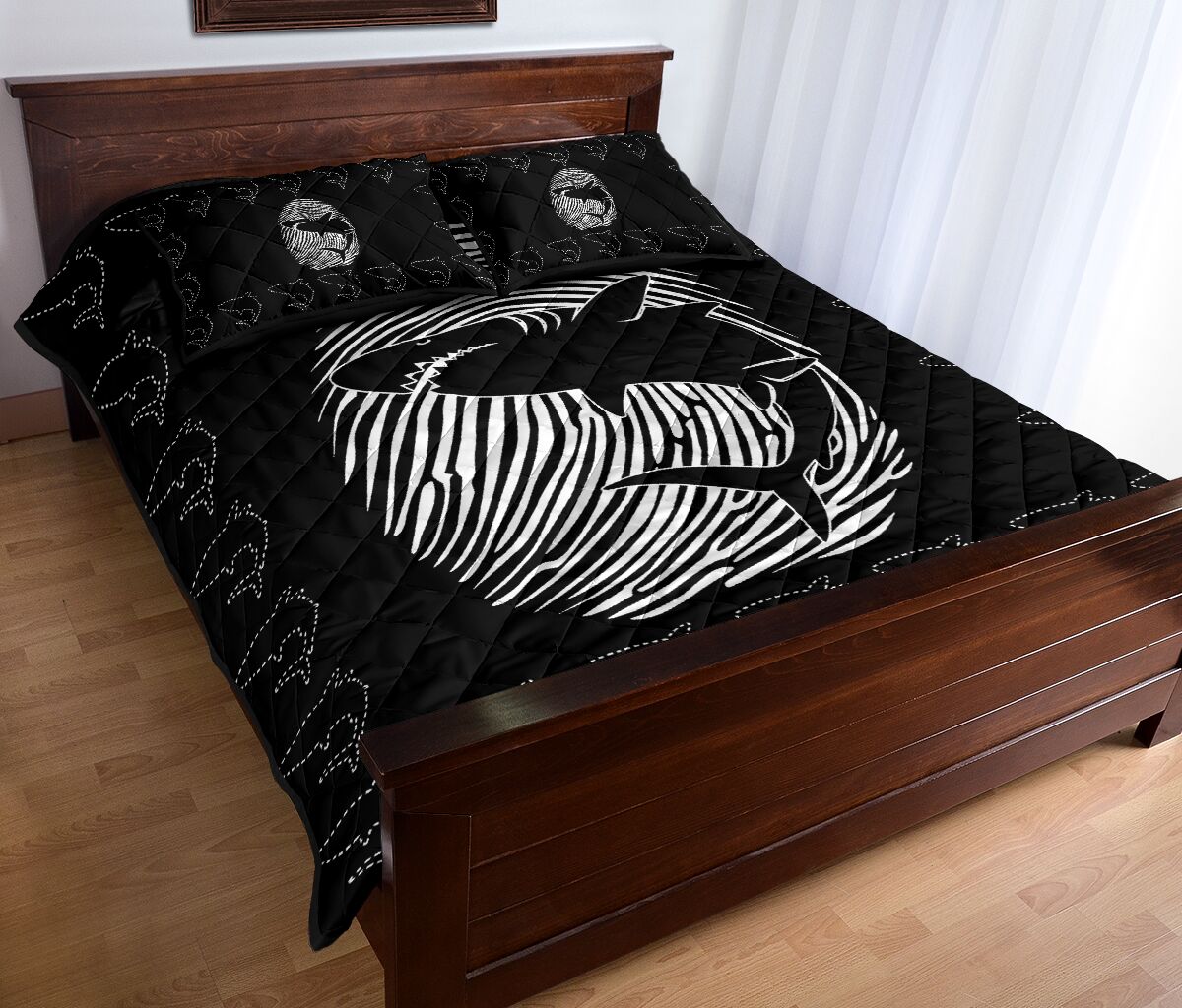 Shark Fingerprint Style Quilt Bed Set - Love Quilt Bedding Set