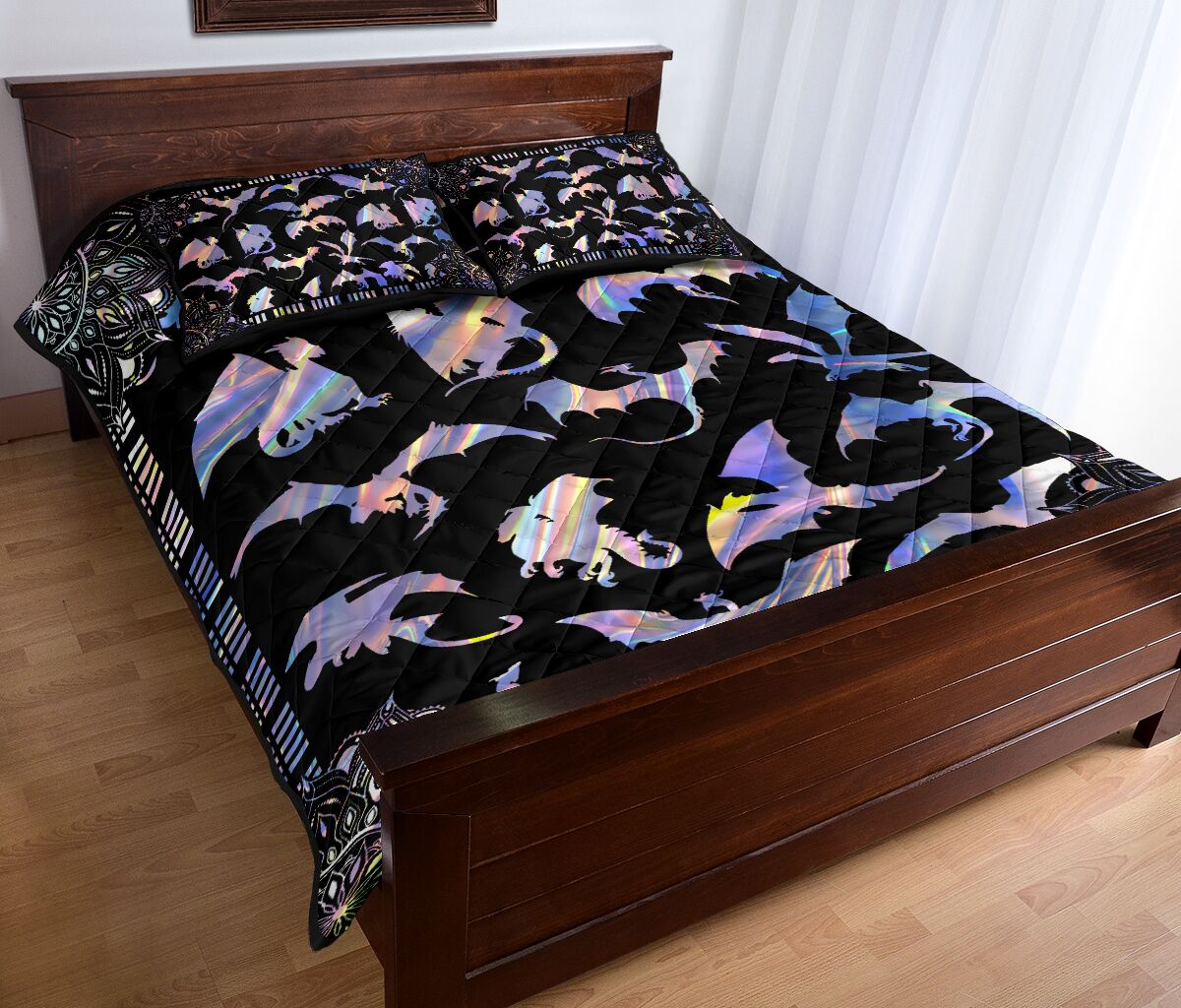 Dragon Hologram Style Quilt Bed Set - Love Quilt Bedding Set