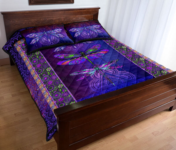 Quilt Bed Set - Dragonfly - Purple 2 - Love Quilt Bedding Set