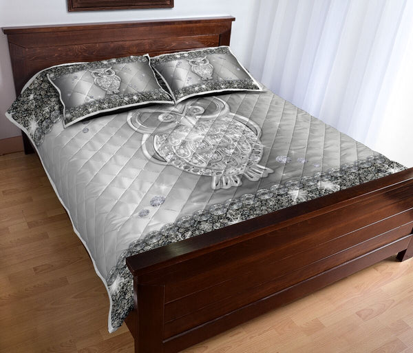 Owl Metal Diamond Light Style Quilt Bed Set - Love Quilt Bedding Set