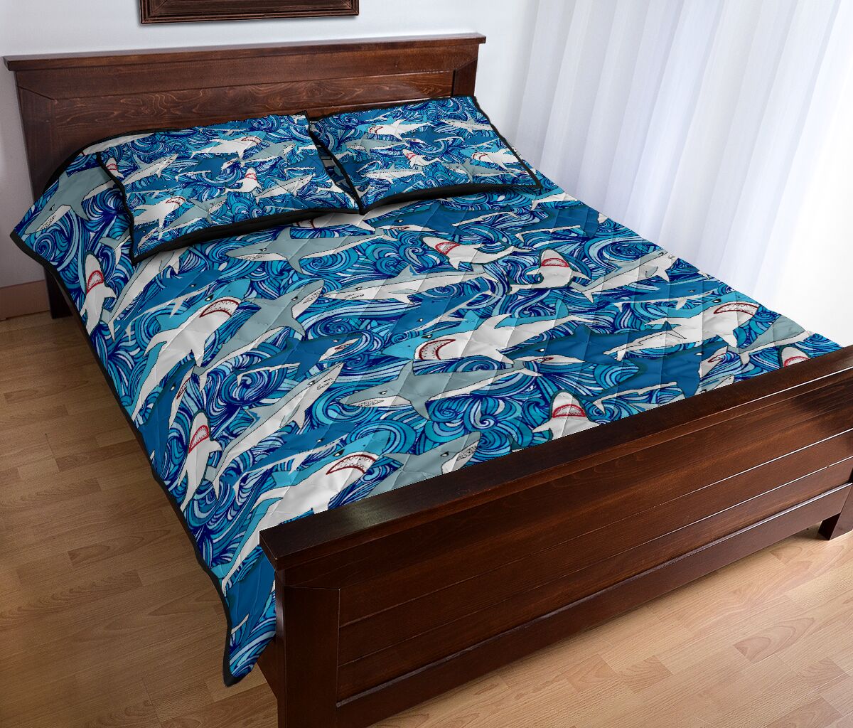 Shark Pattern Style Quilt Bed Set - Love Quilt Bedding Set