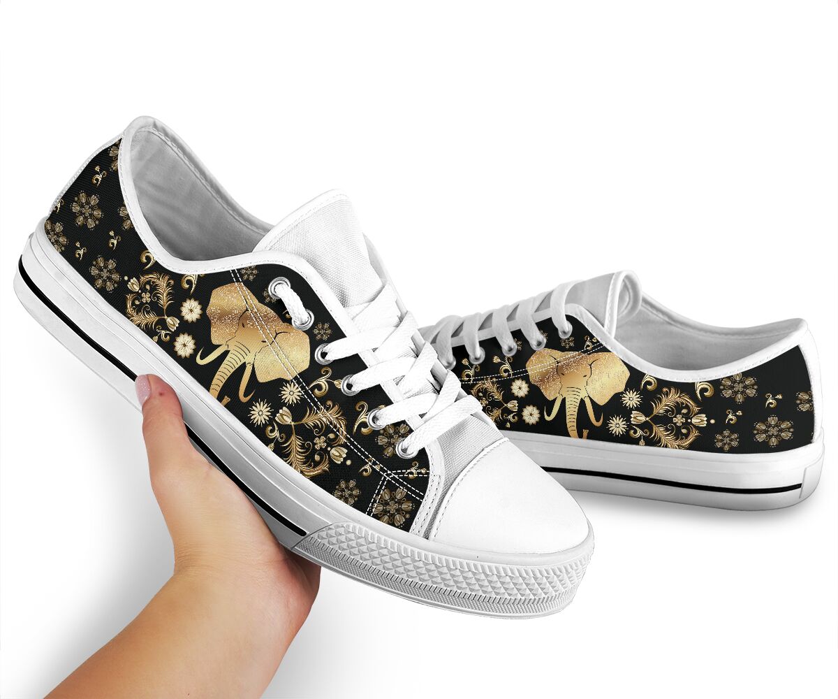 Elephant Gold Floral - Low Top Shoe - Love Love Top Shoes