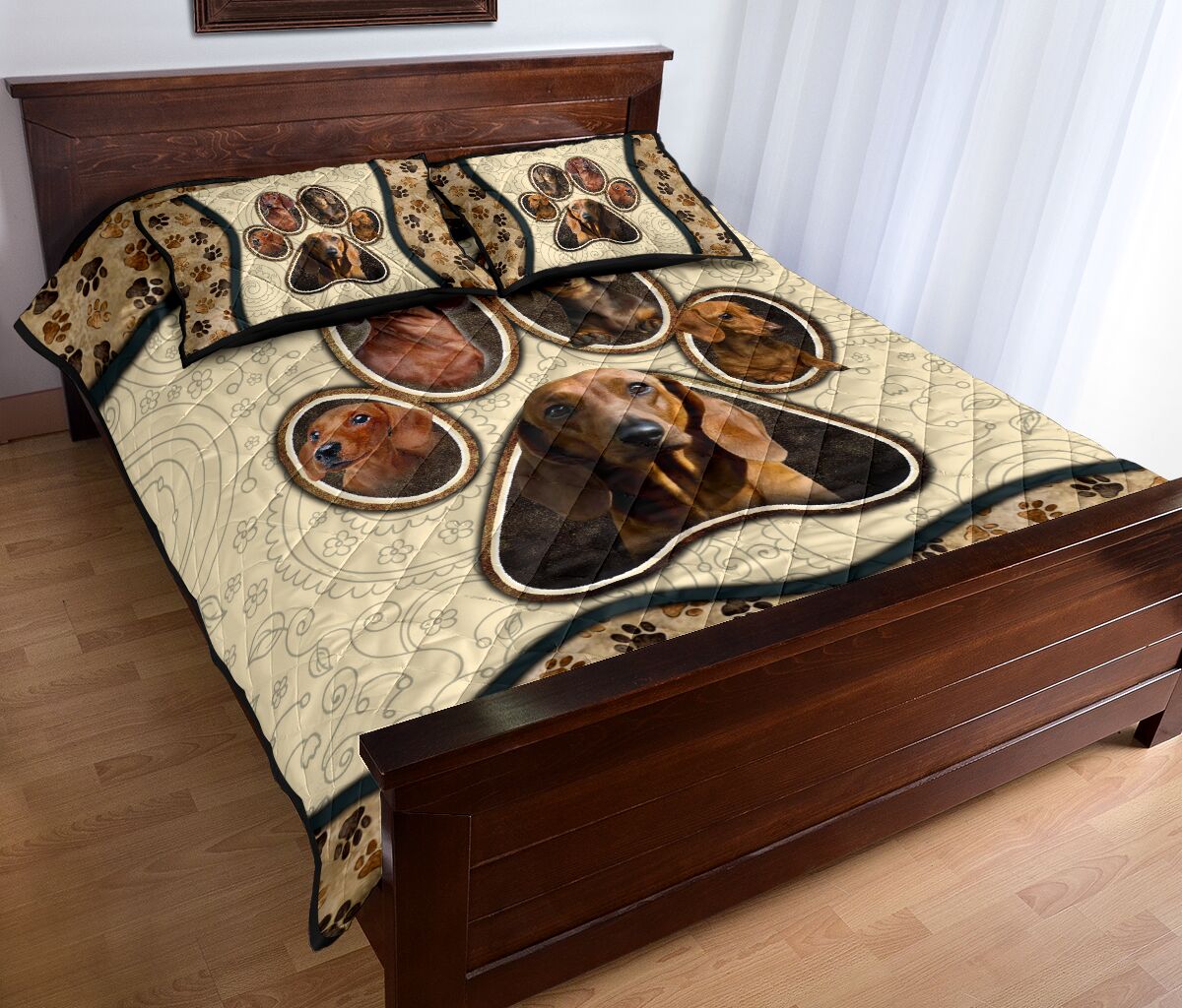 Dachshund Paw Vintage - Bed Set - Love Quilt Bedding Set