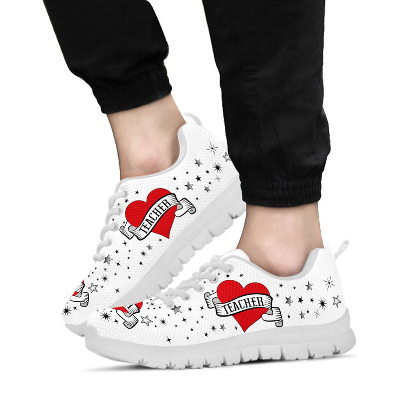 Teacher- Heart Shoes Sneakers, Running Shoes, Shoes For Women, Shoes For Men, Custom Shoes,- Love Sneakers
