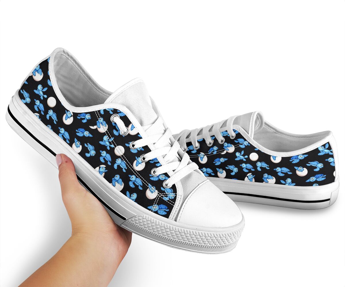 Turtle Bb Black Patterns Low Top SkyShoes