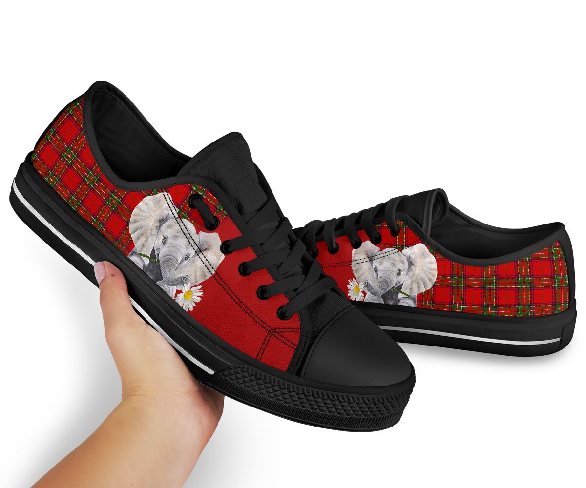 Elephant Red Plaid Low Top  Shoes