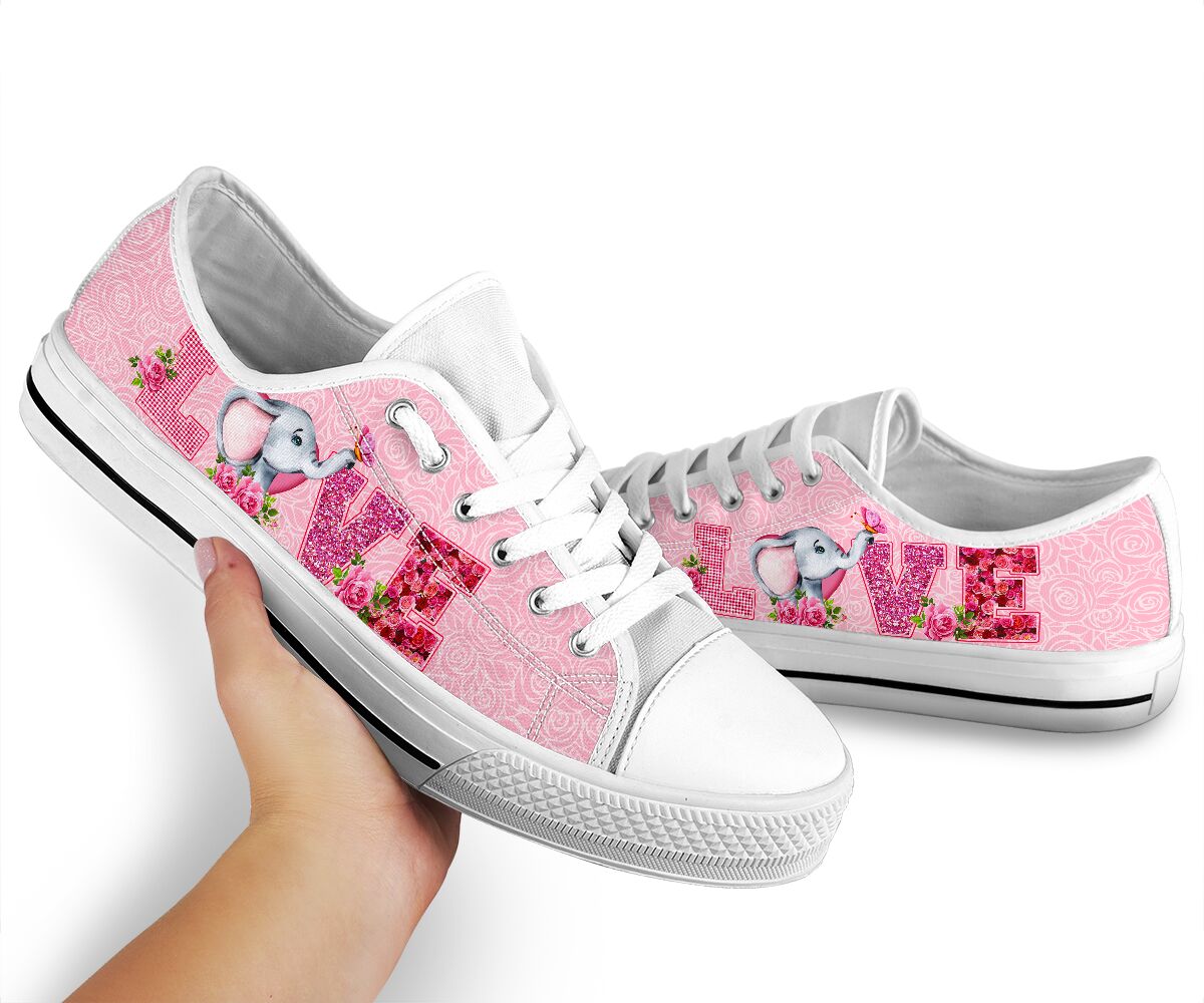 Elephant Love Rose Pink Lowtop Shoes