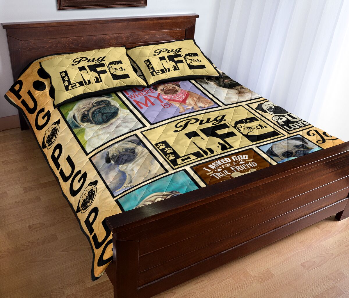Pug Dog Life - Quilt Bed Set - Love Quilt Bedding Set