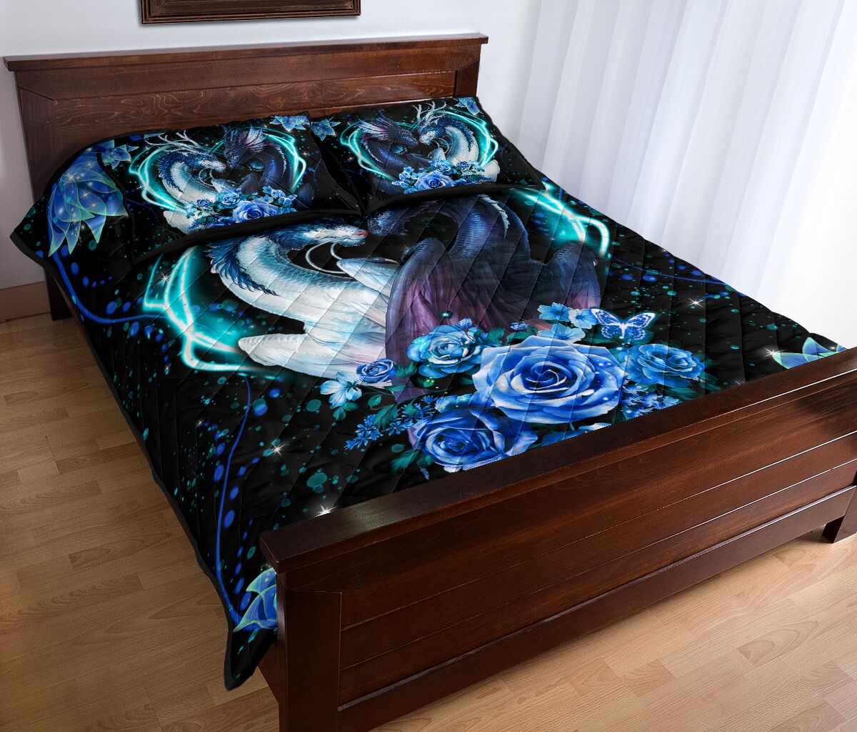 Dragon Flower Quilt Bed Set - Love Quilt Bedding Set