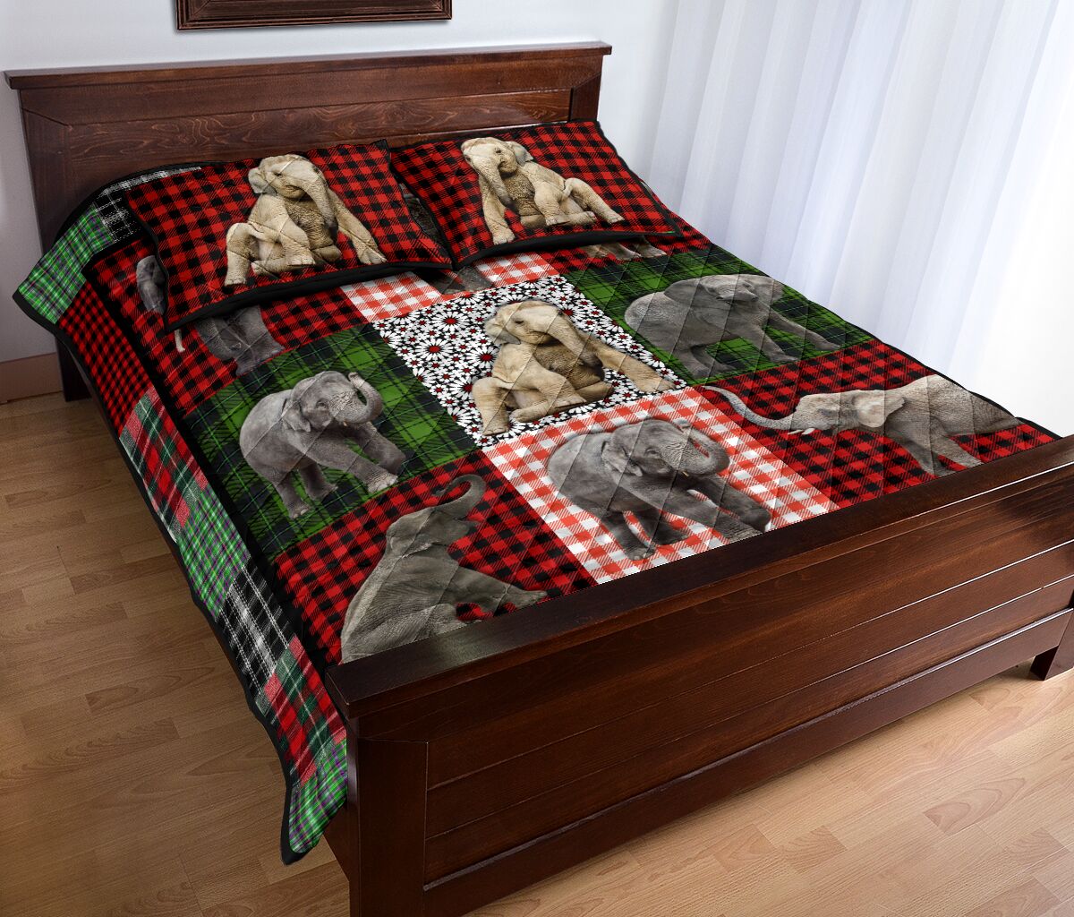 Elephant Fabric Style Quilt Bed Set - Love Quilt Bedding Set