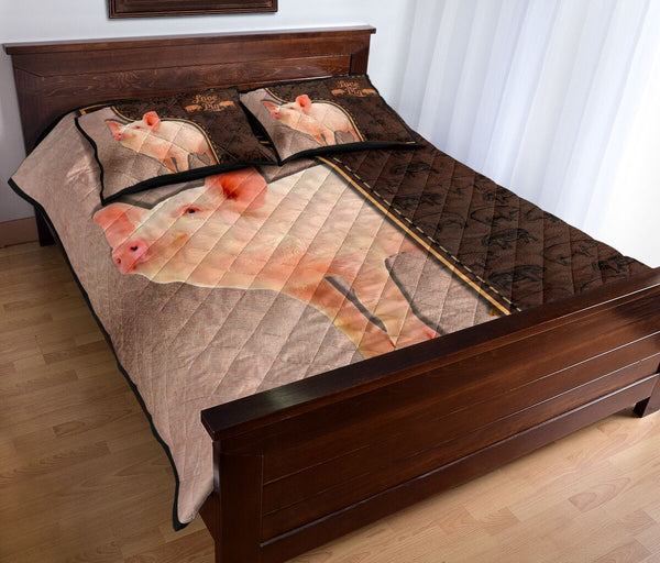 Pig Leather Style Quilt Bed Set - Love Quilt Bedding Set