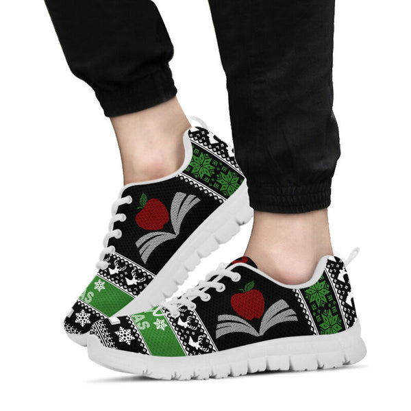 Teacher Christmas Shoes Sneakers, Running Shoes, Shoes For Women, Shoes For Men, Custom Shoe- Love Sneakers